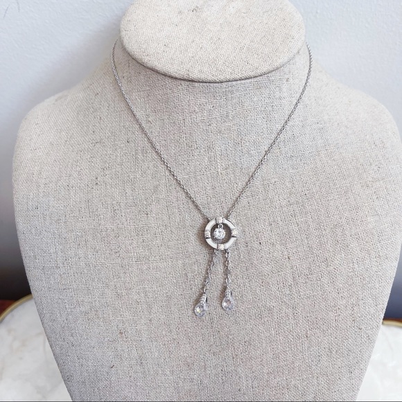 Silver Tone April Faux Diamond White Enamel Pendant Sparkly Girls Necklace NWOT - Picture 11 of 16